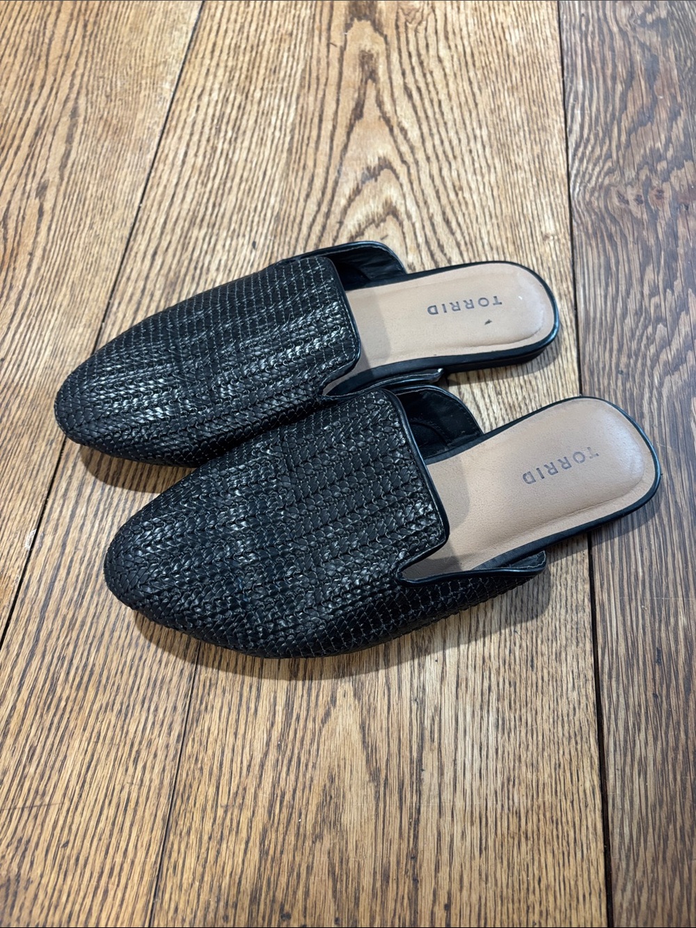 torrid Black Woven Slide Mules with Faux Leather Insole - 10WW